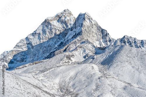Snowy peak isolated over white background