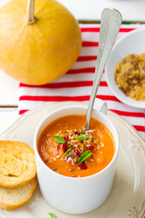 Sticker - pumpkin soup in a white mug