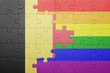 © luzitanija - puzzle with the national flag of belgium and gay flag
