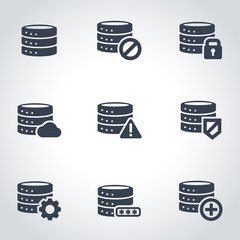 Sticker - Vector black database icon set. Database Icon Object, Database Icon Picture, Database Icon Image - stock vector