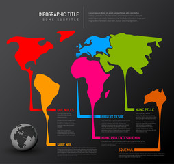 Canvas Print -  World map with pointer marks