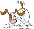 Cute dog wags his tail and wants to play - vector illustration