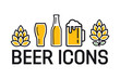 Set of colorful beer icons