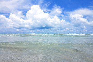Wall Mural - sea and blue sky with clouds in sunny day