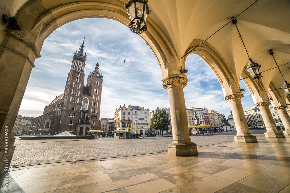 Krakow Market Square, Poland - obrazy, fototapety, plakaty 