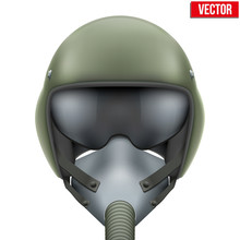 Military Flight Fighter Pilot Helmet. Vector.