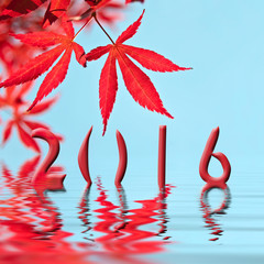 Wall Mural - 2016 red maple tree leaf greeting card