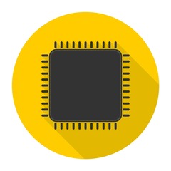 Poster - cpu silhouette icon with long shadow