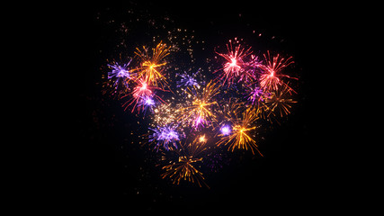 Wall Mural - heart shape fireworks display