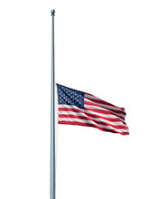 Half Mast US Flag Isolated
