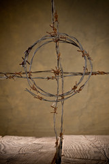 Wall Mural - crucifix from barbed wire
