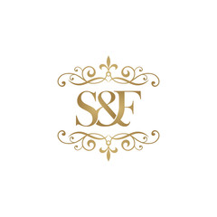 S&F Initial logo. Ornament ampersand monogram golden logo
