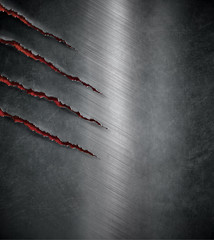 claw scratched marks on dark metal background