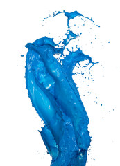 Wall Mural - blue paint splash on white background