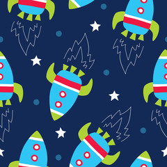 seamless children cartoon space pattern vector illustration