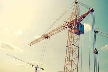 Yellow construction crane.