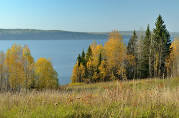 Wall Mural - sky forest meadow hills autumn, fall