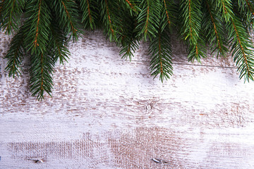 Wall Mural - tree branches on wooden background
