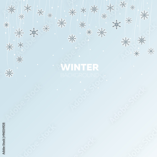 Winter Light Blue Background With Snowflakes Buy This Stock