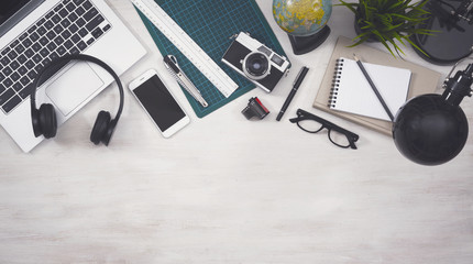Wall Mural - overhead view desk