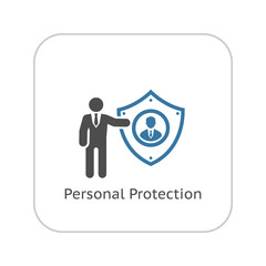 Sticker - Personal Protection Icon. Flat Design.