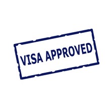 Visa Approved Blue Stamp Text On Rectangular White Background