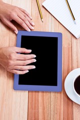 Poster - Overhead of feminine hand using tablet