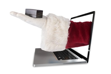 Poster - Composite image of santas hand shows a small box