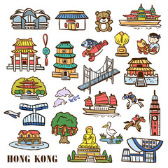 Sticker - Hong Kong travel elements