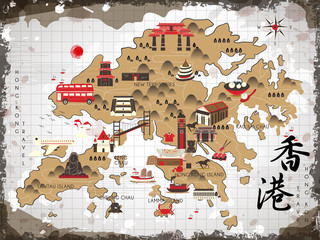 Wall Mural - Hong Kong travel map