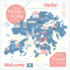 Wall Mural - Hong Kong map design