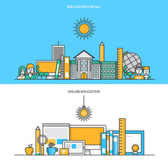 Wall Mural - set of flat line color banners