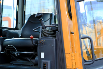 Wall Mural - Work place in forklift with dashboard