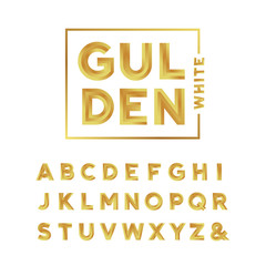 Poster - Golden font. Vector alphabet with gold effect letters.
