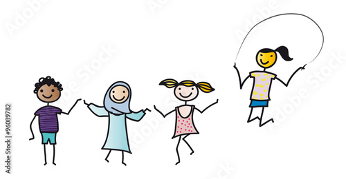 Schulklasse mit Schülern Inklusion und Integration, in