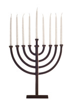 Beautiful Unlit Hanukkah Menorah Isolated On White.
