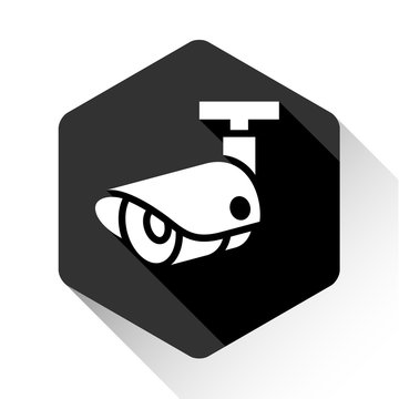 Video surveillance, camera on a black hexagon