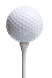 Fototapeta Desenie - golf ball on tee isolated on white