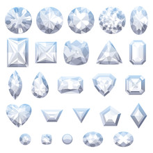 Set Of Realistic White Jewels. Diamonds Isolated.