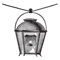 Wall Mural - street lamp oil for lighting the streets, in 1769, vintage engra