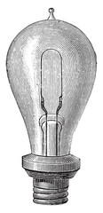 Wall Mural - edison's incandescent lamp, vintage engraving.