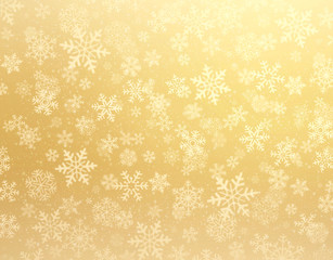 Winter snowflakes gold background