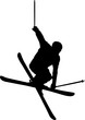 Freestyle skier.
Black shape of skier during freestyle jump