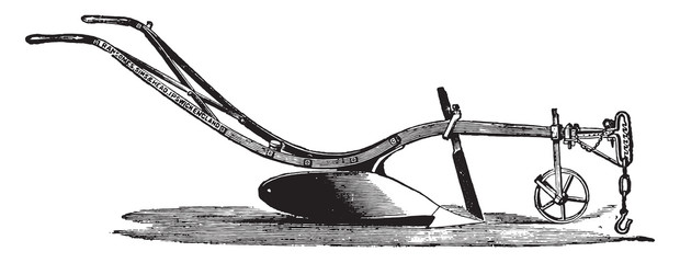 Wall Mural - plow or rha rhb, ransomes, for light soils, vintage engraving.
