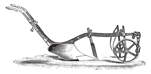Wall Mural - plow y hornsby for light soils, vintage engraving.