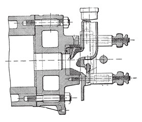 Wall Mural - Vertical section of the drawer according to the axis of the intr