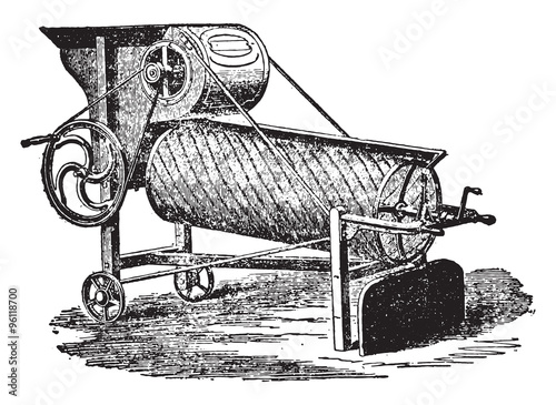 Fotografie, Obraz Winnower has adjustable screen Hornsby, vintage engraving.