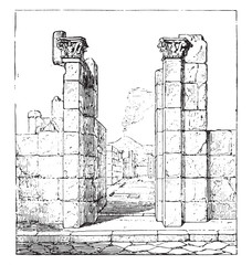 Poster - Entrance to the house of Pansa, vintage engraving.