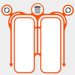 Poster - Two connected frames for your text and a trashcan icon