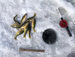 Ice fishing, equipment and catch